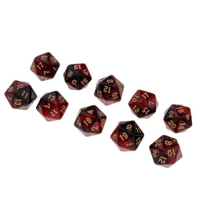 10 Pieces Polyhedral Dice Set D20 Dice 20mm Acrylic 20 Sided Game Dice for Dungeons and Dragons RPG MTG DND Dice Table Games (Red Black) - color: Red Black