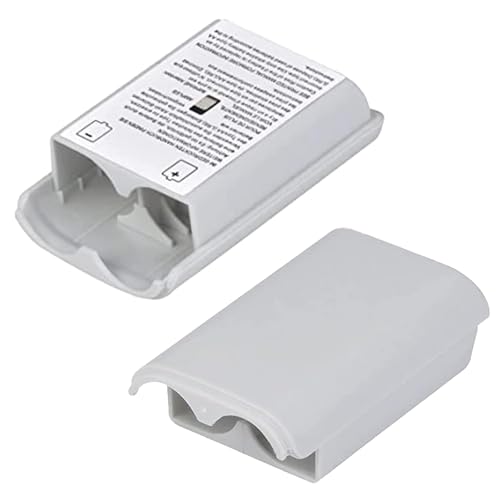 2 Pcs Battery Pack Cover for Xbox360 Wireless Controller, Replacement Battery Pack Cover Shell Case (2xWhite) - color: White