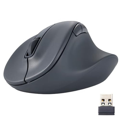 ELECOM Wireless Ergonomic Shape Mouse, 2.4GHz with Mini USB Receiver, Silent Click, Right Hand 2000DPI, 5 Buttons, Optocal Sensor, Compatible with PC, Mac, Laptop, EX-G, Lsize Black (M-XGL30DBSKBK) - size: Large