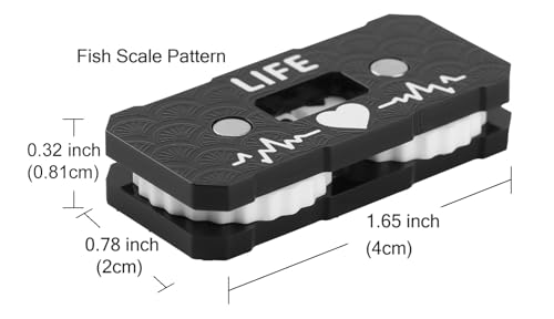 Life Counter 3 Pcs Pcak Twin Digits Dragon Scale Pattern Designed 2 x 4 cm (0.787 x 1.57 in) for cEDH Game & MTG Dual Game Made of Acrylic (Black & Red & White Scale) - color: Black/White/Red