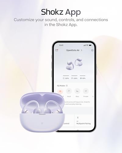 SHOKZ OpenDots Air Open-Ear Clip-On Bluetooth Earbuds, Purple,Touch Control | Deep bass, secure fit, 36h playback, Bluetooth 6.1, AI noise reduction, IP55 - color: Daybreak Purple