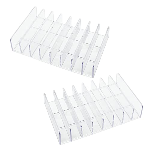 Clear Eyeshadow Makeup Organizer 2Pcs, 8Slot Acrylic Desk Organizer | Clear Bill Money Organizer for Cash, Envelope and Sorting Mail, Cash Tray for Cash Stuffing, Use in Home and Office - color: 8-Sections