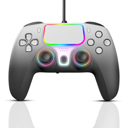 NBCP for PlayStation 5 Wired Game Controller,Compatible With PS5, PS4,PC and Steam Gamepads,Dual Vibration and Hall Effect Triggers,6-Axis Gyroscope,Turbo Function and 3.5mm Headphone Jack(Gray) - color: Gray