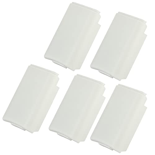 Set of 5 Battery Shell Cases Compatible with 360 Controller Replacement Cover Snap On Design White for Gamers - color: White