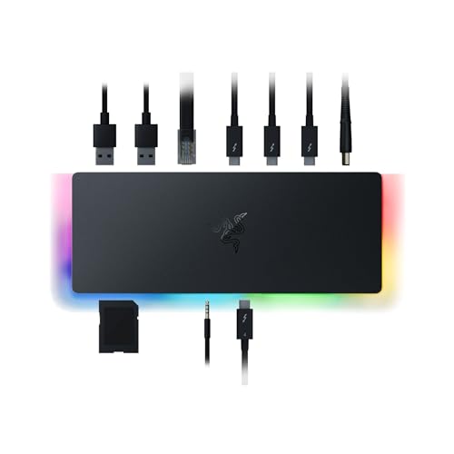 Razer Thunderbolt 4 Dock, 10 Ports, USB-A, USB-C, 2.5 GbE, Black | Dual 4K or Single 8K Video Output, Mac, and PC Compatible, Thunderbolt 3 & 4 Certified, Chroma - size: (Pack of 1)