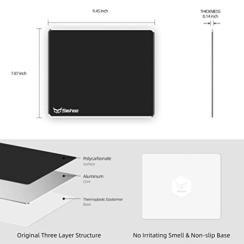 Metal Aluminum Mouse Pad Premium Hard Double Side Waterproof Ultra Smooth Office Supplies Blap Mousepad Fast and Accurate Control for Office and Game Laptop (Black, 9.45x7.87in) - color: Metal Aluminum-Black, size: 9.45x7.87in