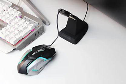 Gaming Mouse Bungee Mouse Wire Holder Flexible Adjustable Spring Heavy Non-Slip Rubber Feet Pc Mouse Cable Stand Esports Game Mouse Management Fixer for All Regular Corded Mouse