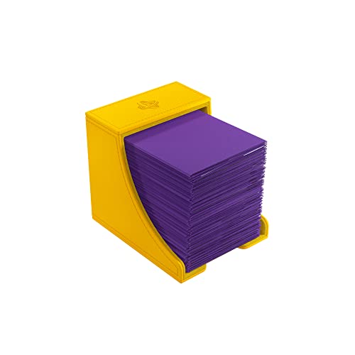Gamegenic Watchtower 100+ XL Convertible Deck Box - Double-Sleeved Card Storage, Card Game Protector, Nexofyber Surface, Holds Up To 100 Cards, Yellow Color, Made - color: Yellow