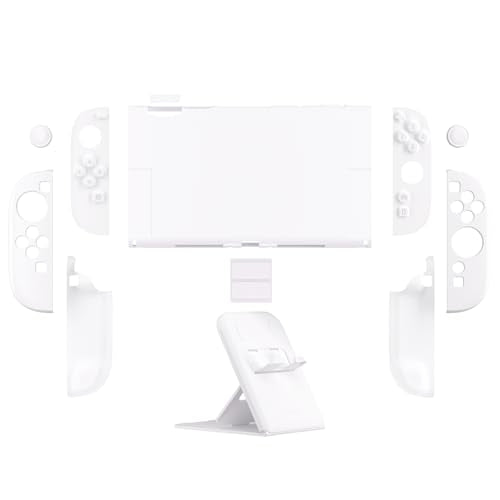 PlayVital Hard Case for Nintendo Switch 2 with Extra Stand & Thumb Grip Caps | Split Design, Dockable Protective Full-Body Shell Cover for Nintendo Switch 2 | Solid Color Series, White - color: White