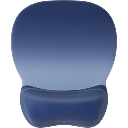 MROCO Ergonomic Mouse Pad with Gel Wrist Rest, 9.4 x 8.1 in, Blue Gradient | Ergonomic Shape Design, Multiple Pattern Options, Gel Wrist Comfort, Smooth Lycra Surface, Non-Slip PU Base - color: Blue Gradient