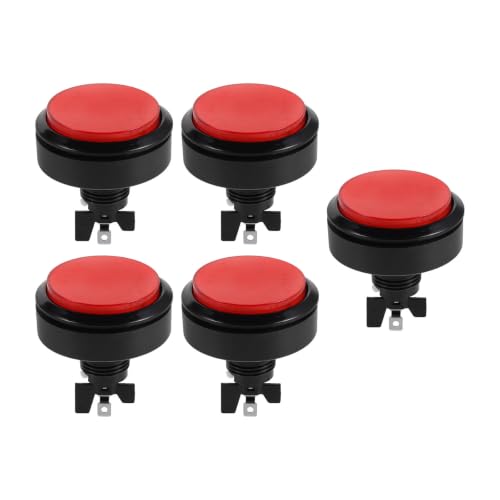 Angoily 5pcs 60mm LED Illuminated Arcade Push Buttons with Microswitch, Round Flat Surface Plastic Metal Start Button for Game Console Cabinet Replacement and Arcade Machine Upgrades