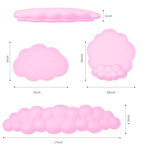 Cloud Keyboard and Mouse Wrist Rest Pad for Computer Arm Pain Relief- Ergonomic Wrist Support Mousepad with Non-Slip PU Base for Office, Gaming, and Home Use Anti-Fatigue(Pink) - color: Rose