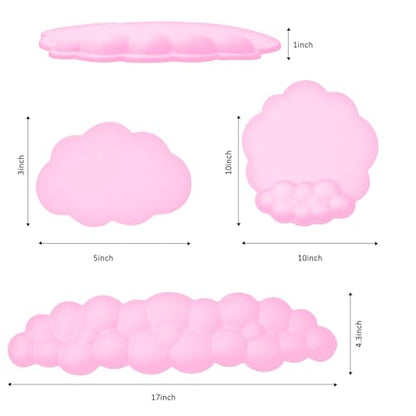 Cloud Keyboard and Mouse Wrist Rest Pad for Computer Arm Pain Relief- Ergonomic Wrist Support Mousepad with Non-Slip PU Base for Office, Gaming, and Home Use Anti-Fatigue(Pink) - color: Rose