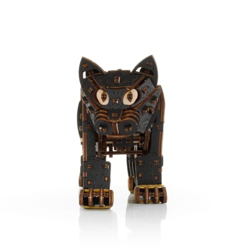 3D Wooden Puzzle for Adults, Mechanical Cat Wooden Model Kits to Build, 236PCS DIY Assembly Pet Jigsaw Puzzle Animal Brain Teaser, Building Toy Gift, KIT Version - color: Black