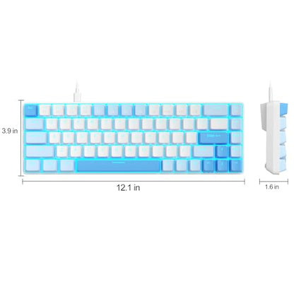 MageGee Portable 60% Mechanical Gaming Keyboard, MK-Box LED Backlit Compact 68 Keys Mini Wired Office Keyboard with Red Switch for Windows Laptop PC Mac - Sky Blue - color: Sky Blue/Red Switch