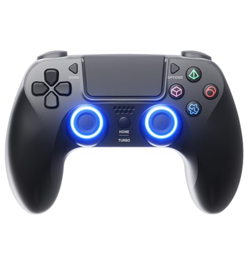 Black Wireless Controller Compatible for PS-5/Pro/Slim/PC, Gradient Color RGB mode/haptic feedback/1000 mAH battery/Motion Sensing/3.5mm Audio Jack