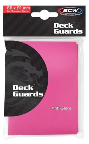 BCW Deck Guard - Double Matte Pink Card Sleeves | Acid-Free, Archival-Safe, No PVC | Anti-Glare Matte Finish | Fits Standard 2½" x 3½" Game Cards | Durable Deck Protector Sleeves | 50 Ct - color: Pink