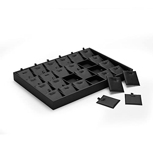 Oirlv Black Leather 24 Grid Jewelry Insert Tray Necklace Pendant Display Tray Jewelry Drawer Organizer（Pack of 1） - style: P017006
