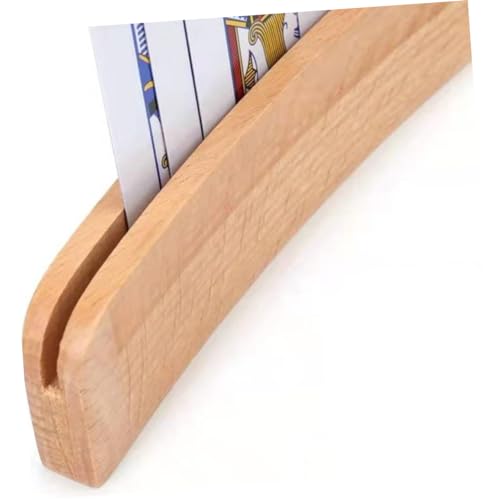 Mobestech Wooden Playing Card Holder Practical Game Cards Organizer Stand for Easy Storage for Poker and Family Games Wooden Base