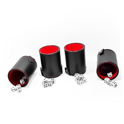 Vaguelly PU Leather Double-Layer Dice Cup Set Dices for Bar Games Portable Dice Storage Container for Game Evenings and KTV Parties