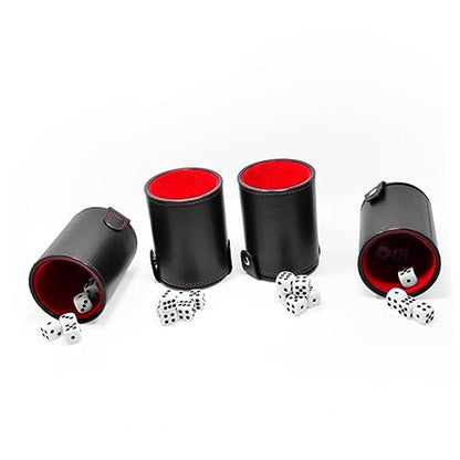 Vaguelly PU Leather Double-Layer Dice Cup Set Dices for Bar Games Portable Dice Storage Container for Game Evenings and KTV Parties