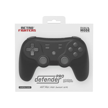 Retro Fighters Defender Pro Wireless Controller for PS1, PS2, PS3, Switch, & PC | 2.4GHz & Bluetooth (Charcoal Black) - color: Charcoal Black