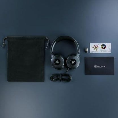 Razer Kraken V4 X Wired Gaming Headset: 40 mm Drivers - Cardioid Mic - Memory Foam Cushions - Chroma RGB Lighting - Type C & A Cable - PC, Mac, PS5, Nintendo Switch, Steam Deck, Smartphone (Renewed)