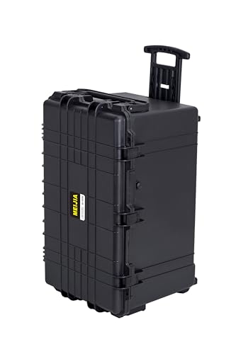 MEIJIA Rolling Waterproof Hard Protective Case, Hard Camera Case with Retractable Pull Handle and Wheels,Customizable Fit Foam Inserted,Black,31.02X19.41X17.71inches - size: 31.02X19.41X17.71inches