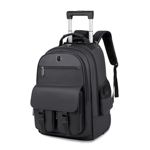 FANDARE Rolling Laptop Backpack Convertible Luggage Backpack with Wheels Travel Daypacks Multi-Functional Carry-On for Business Trip Men Lifestyle Outdoor Urban Waterproof PU Film Backpacks Black - color: Black