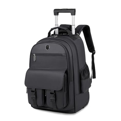 FANDARE Rolling Laptop Backpack Convertible Luggage Backpack with Wheels Travel Daypacks Multi-Functional Carry-On for Business Trip Men Lifestyle Outdoor Urban Waterproof PU Film Backpacks Black - color: Black