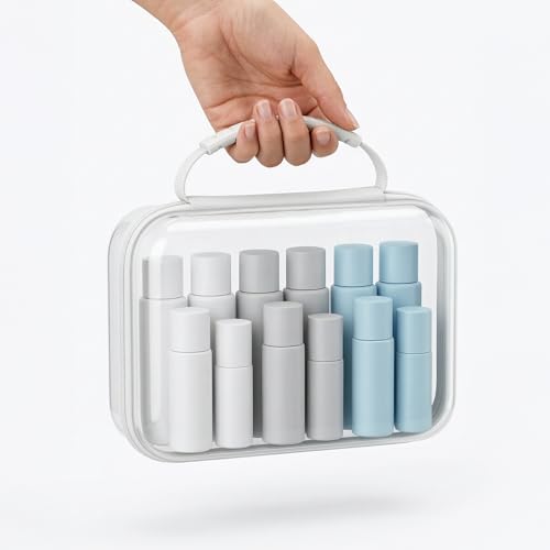 Clear Hard Shell Organizer Cases, 3 Pack with Handle | Durable PET shell with water-resistant, scratch-resistant surface for travel, toiletries, electronics and toys - color: White1