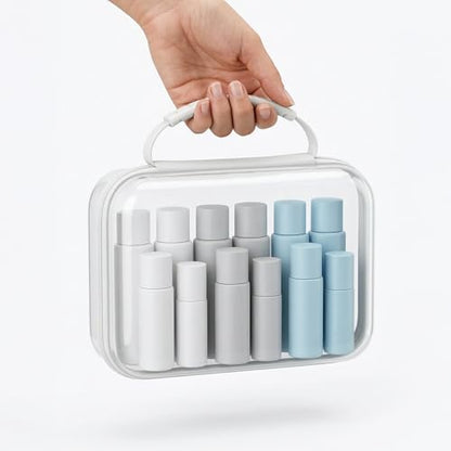 Clear Hard Shell Organizer Cases, 3 Pack with Handle | Durable PET shell with water-resistant, scratch-resistant surface for travel, toiletries, electronics and toys - color: White1