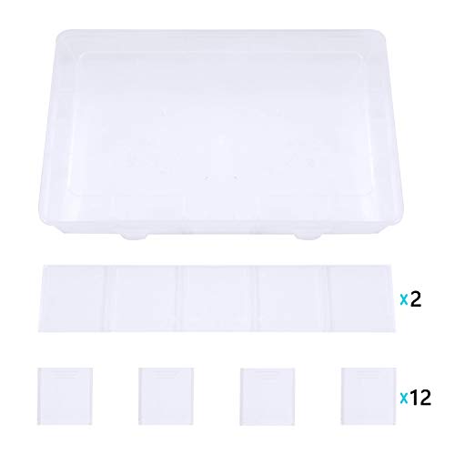 Gospire 15 Large Grids Clear Plastic Jewelry Box Organizer Storage Container with Removable Dividers (15 Grids - Clear) - color: Clear-15 Grids