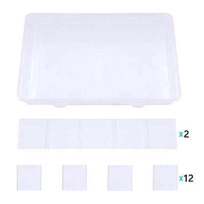 Gospire 15 Large Grids Clear Plastic Jewelry Box Organizer Storage Container with Removable Dividers (15 Grids - Clear) - color: Clear-15 Grids