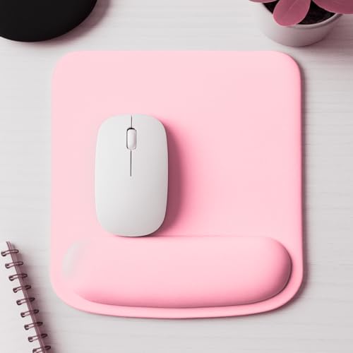 Ergonomic Memory Foam Mouse Pad with Wrist Support, Orange, Ultra-Smooth Surface, Anti-Slip Base (Pink, Medium) - color: Pink