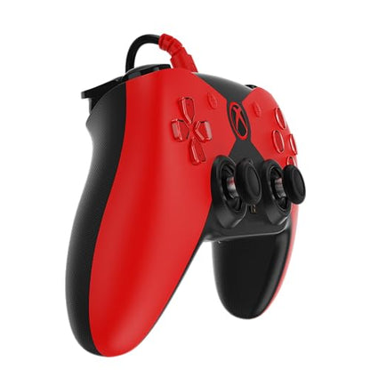 Hyperkin The Competitor Wired Controller for XBOX Series X|S, XBOX One & PC with Hall Effect Joysticks & Impulse Triggers, Symmetrical Layout & Precision D-Pad - Officially Licensed XBOX - Widow - color: 레드