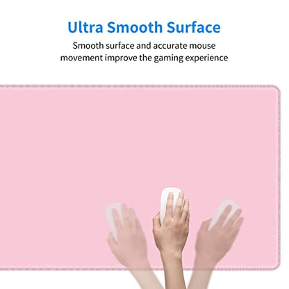 Pink Mouse Pad Extended Large Gaming Mousepad XL Big Long Oversized Desk Mat Stitched Edges 31.5 X 11.8 Inch for Home Office - color: Black5