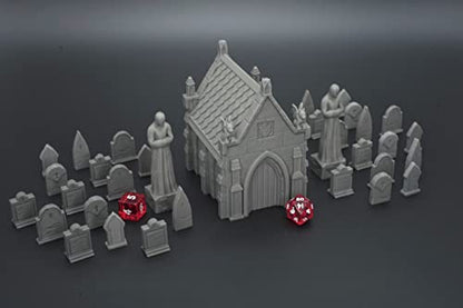 EnderToys Mausoleum Graveyard Scene - DND Terrain Scenery for Tabletop 28mm Miniatures Wargame