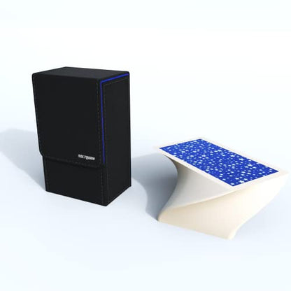 Black Tarot Card Holder with Blue Interior; Fold Top Tarot Card Box Case with Magnetic Lid Closure; Fits Standard Tarot Card Deck; Holder Measures Standard Size 5.39 x 3.38 x 2 In (Blue) - color: Blue