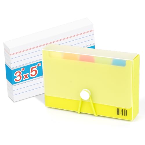 H4D 3x5 Index Card Case with 100 Ruled Index Cards and Dividers, Lime Green | Plastic Case, Heavyweight Index Cards, Colored Dividers - color: Lime Green, size: 3"x5"