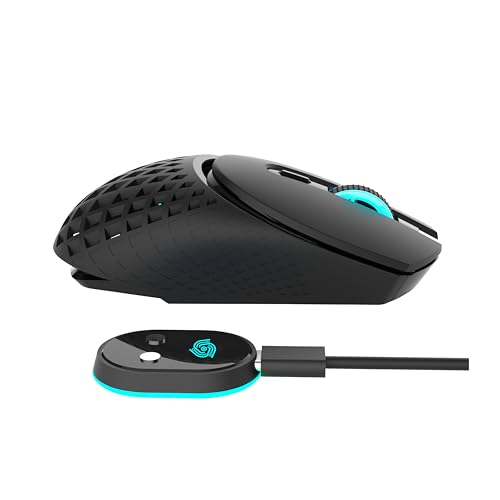 Computer Mouse with Tri-Mode (Bluetooth/2.4G/Wired), Lightweight Mouse with Magnetic Charging Dock, Honeycomb Shell, RGB Lighting, Rechargeable – Compatible with Laptop/PC/Mac/Tablet (Black)