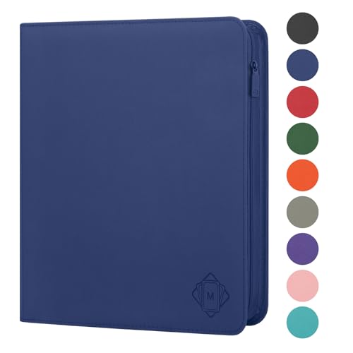 Premium Card Binder 12 Pocket for 720 Pockets Trading Card Binder, PU Zipper Card Collection Album, Sturdy Side-Loading Card Book Holder for MTG, TCG, Game Cards, Sports Cards - color: 12 Deep Blue