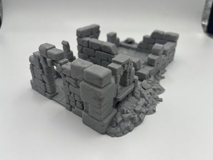Hautico Damaged Medieval House Ruins Terrain Scenery for 18-28mm Miniatures Wargame, DND, 3D Printed and Paintable