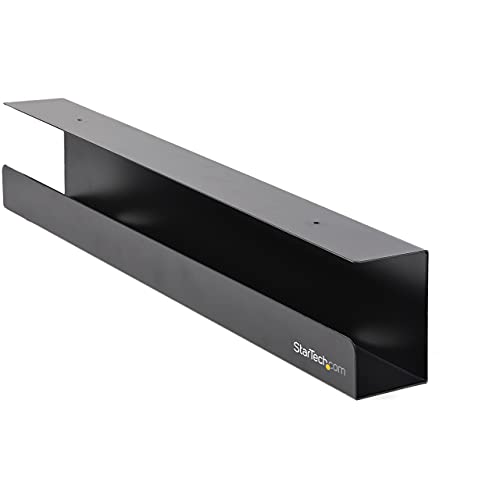 StarTech Under Desk Cable Management Tray, 23-1/2"L x 4-1/2"D (UDCMTRAY) | Office/Standing Desk Cable Tray Organizer, Desk/Table Mount Holder for Cords/Wire/Power Strip, Computer Cable Manager - color: Black, style: Fixed Width