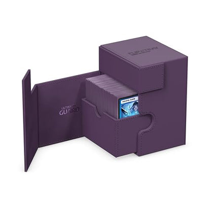 Ultimate Guard Flip'n'Tray 133+, Deck Case for 133 Double-Sleeved TCG Cards + Dice Tray, Purple, Independent Magnetic Closure & Microfiber Inner Lining - color: Purple, size: 133+