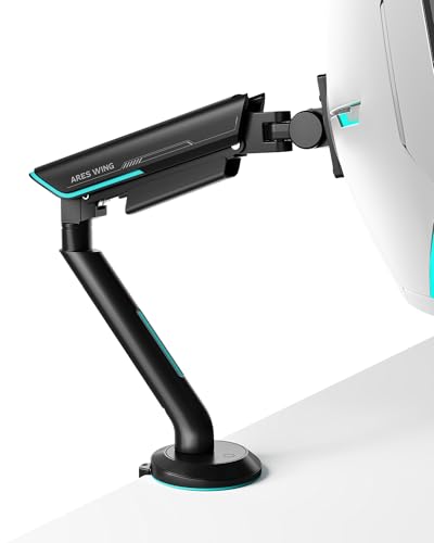 Single Gaming Monitor Arm for 24"-57" Screen, Black | Computer Monitor Stand Holds Up to 60LBS - color: BLACK, style: Non-RGB