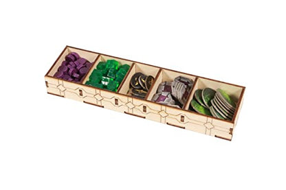 The Broken Token Game Organizer Compatible with Gaia Project - Wooden Game Organizing Box with Multiple Trays