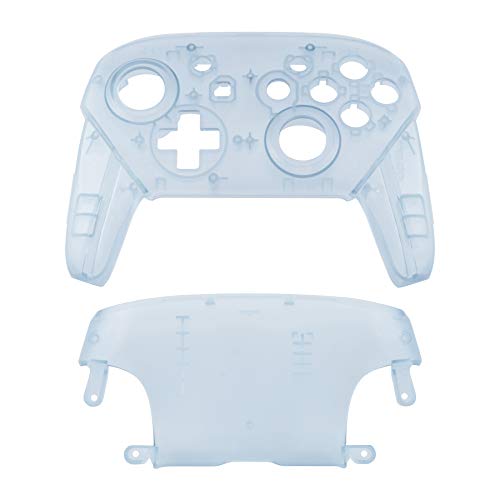 eXtremeRate Glacier Blue Faceplate and Backplate for Nintendo Switch Pro Controller, DIY Replacement Shell Housing Case for Nintendo Switch Pro - Controller NOT Included - color: Clear Glacier Blue