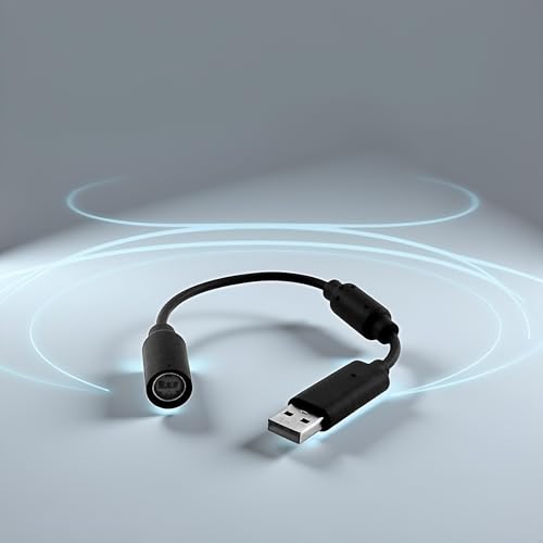 GANPUB Black Audio USB Breakaway PC Cable Cord Adapter Converter for Xbox 360 Controller RockSmith Real Tone Cable
