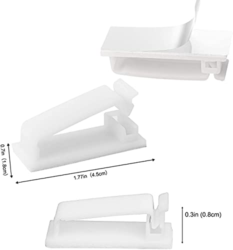SOULWIT® 50 x Self-Adhesive Cable Management Clips for USB Cable TV, Charger, Audio, Wire Clamp for Table, Car, Office, Home - color: White